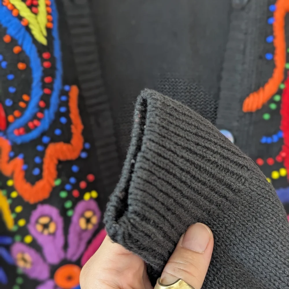 Vivian Wang | Kitty Hawk | 80s | Embroidered Beaded Multicolored Cardigan - Picture 7 of 9